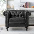 Fauteuil d'appoint capitonné noir moderne 39 avec clous décoratifs