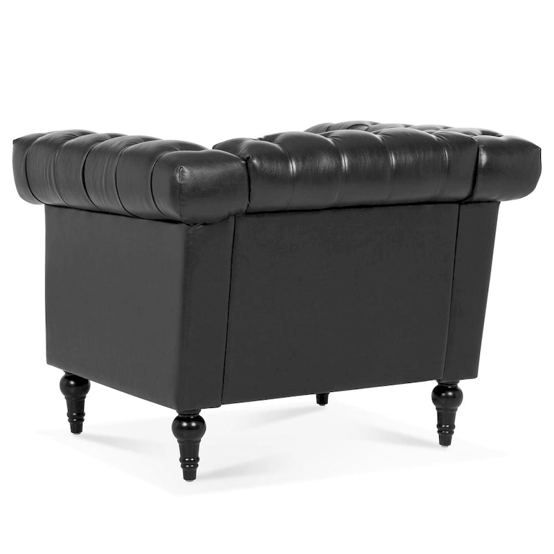 Fauteuil d'appoint capitonné noir moderne 39 avec clous décoratifs
