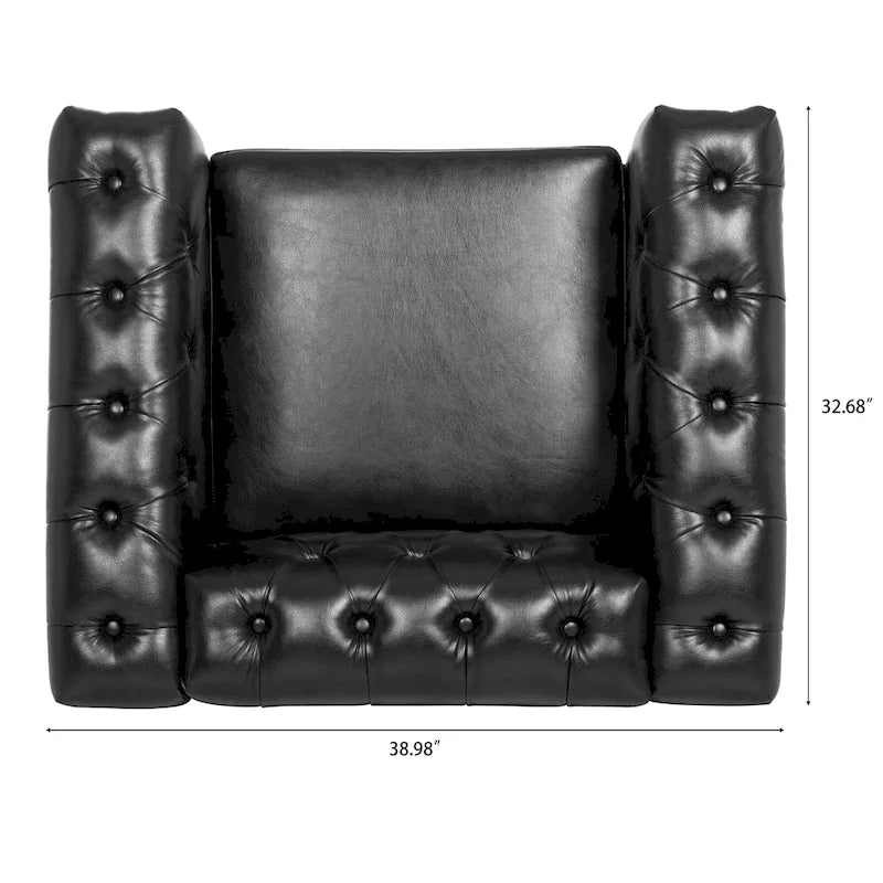 Fauteuil d'appoint capitonné noir moderne 39 avec clous décoratifs