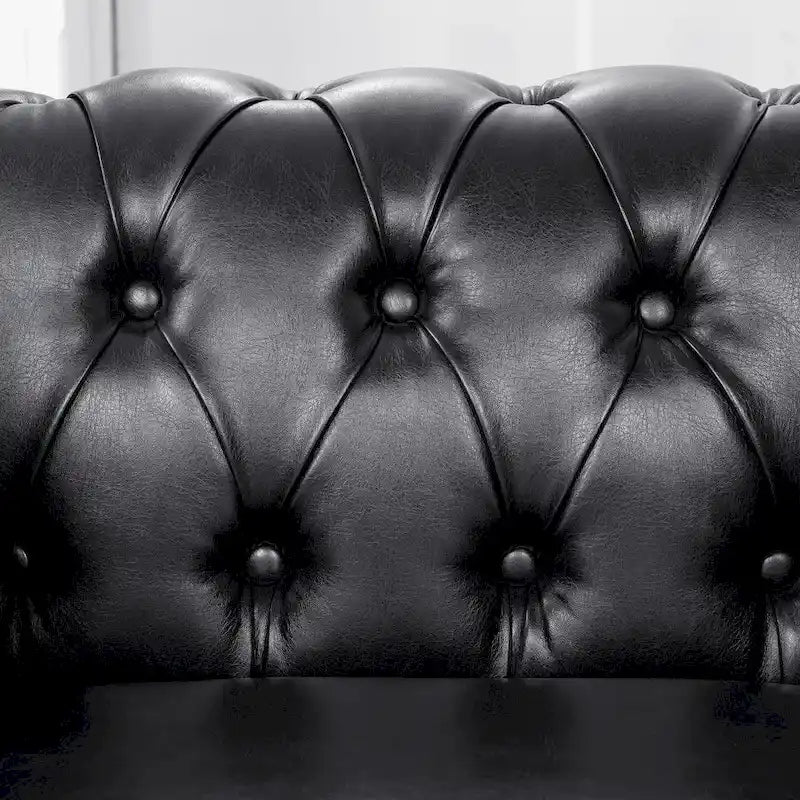 Fauteuil d'appoint capitonné noir moderne 39 avec clous décoratifs