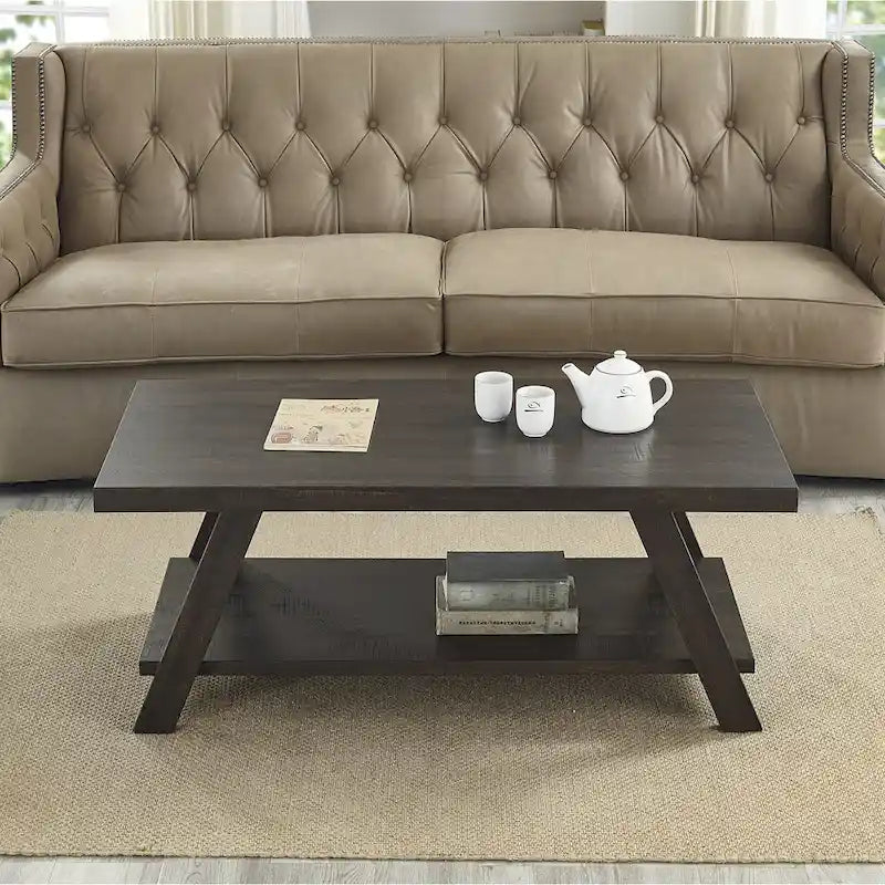 Table basse contemporaine en bois avec étagère, finition blanche, pour salon