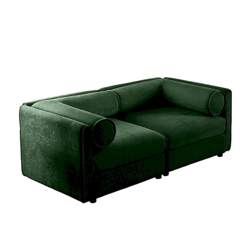 Canapé modulable 2 places en chenille de 75,5 po avec coffre de rangement, combinaison à assembler soi-même