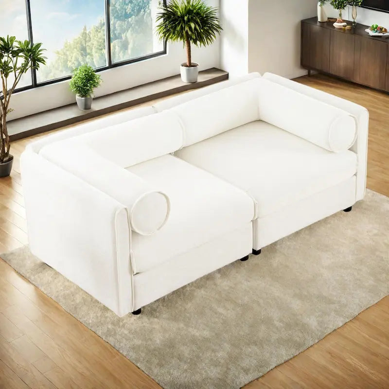 Canapé modulable 2 places en chenille de 75,5 po avec coffre de rangement, combinaison à assembler soi-même