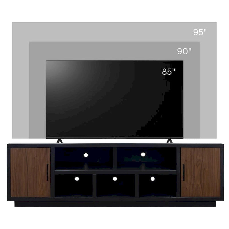 Meuble TV de 216 cm (pour téléviseurs jusqu'à 241 cm) — Aucun assemblage requis, finition noyer noir