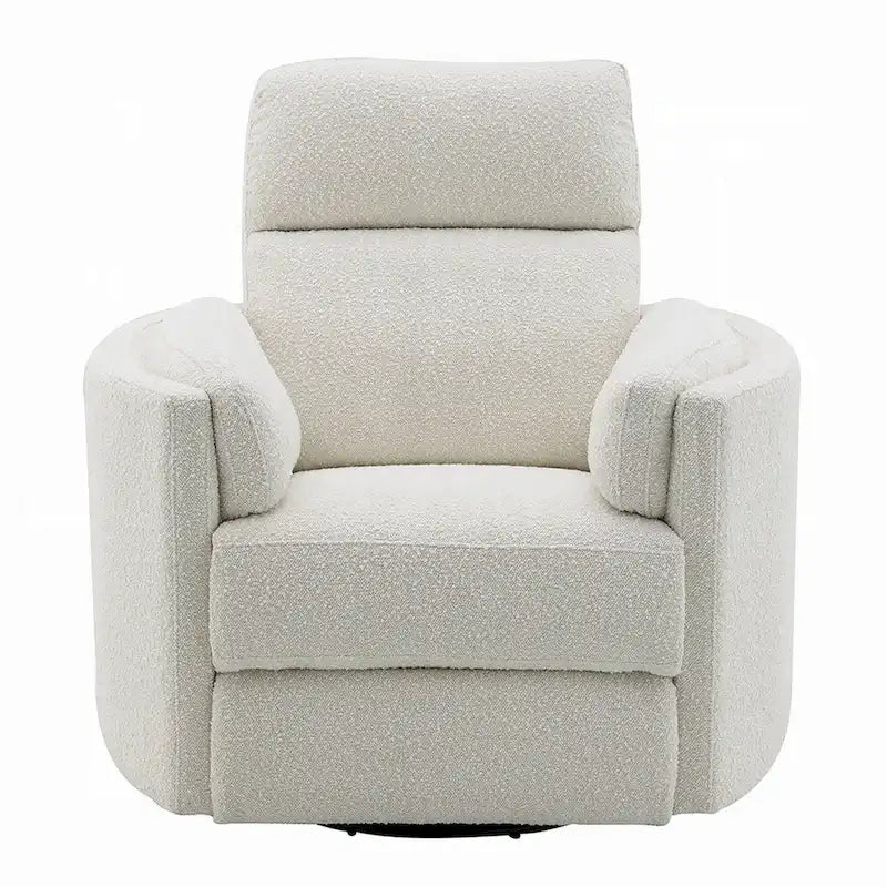 Fauteuil inclinable pivotant et coulissant — Bouclé duveteux beige, coussin doux et confortable