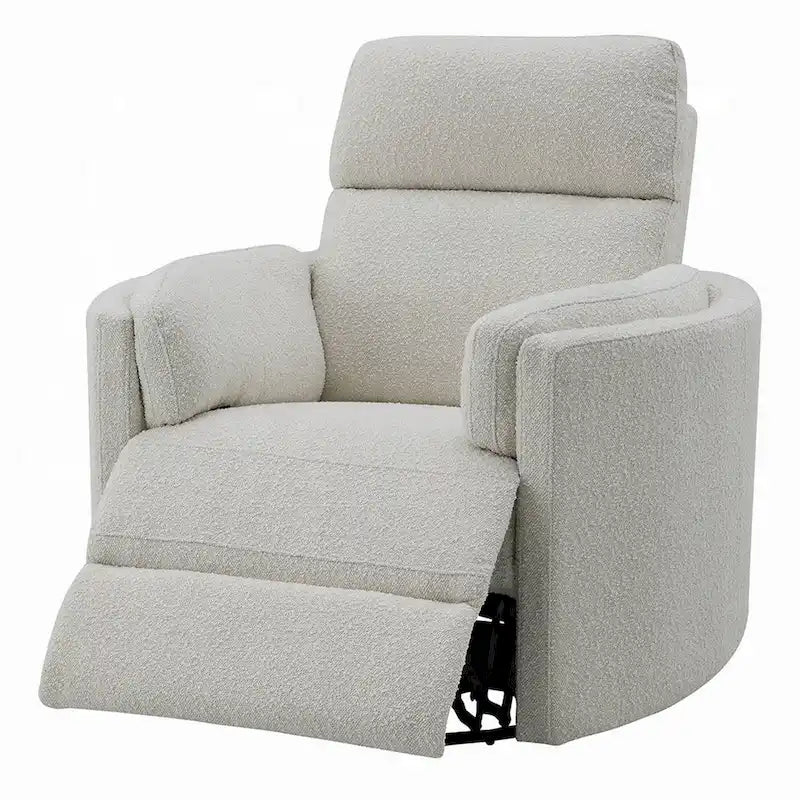 Fauteuil inclinable pivotant et coulissant — Bouclé duveteux beige, coussin doux et confortable