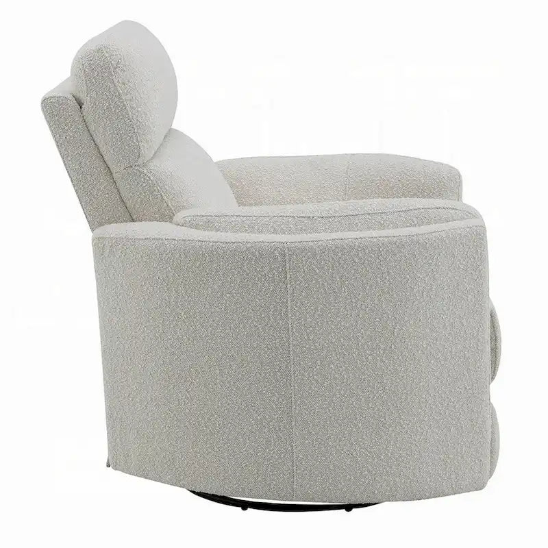 Fauteuil inclinable pivotant et coulissant — Bouclé duveteux beige, coussin doux et confortable