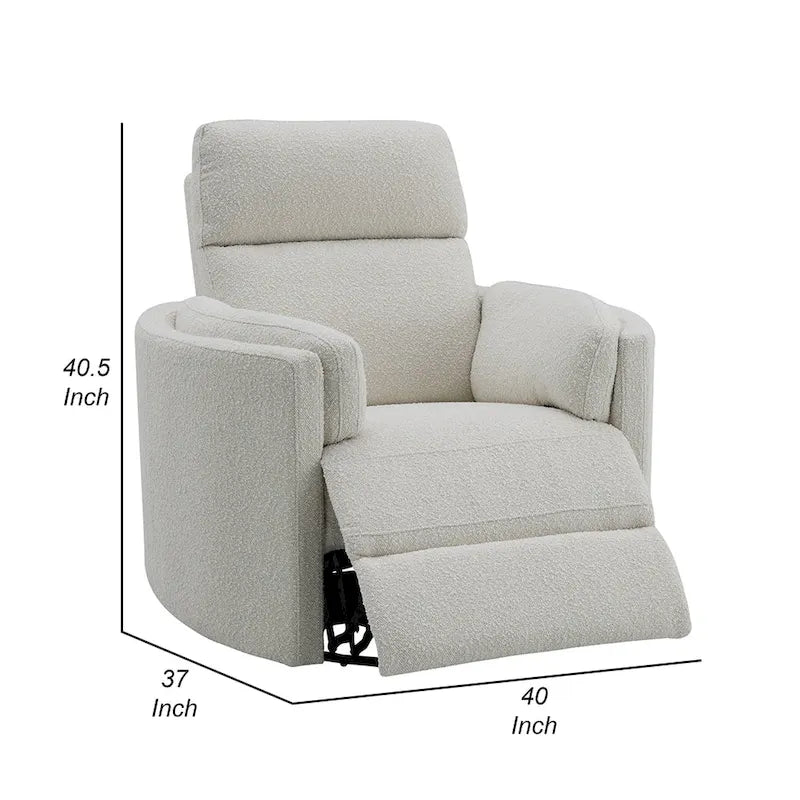 Fauteuil inclinable pivotant et coulissant — Bouclé duveteux beige, coussin doux et confortable