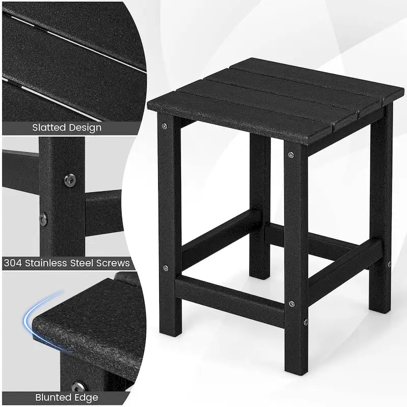 Lot de 2 tables d'appoint d'extérieur de 35,5 cm, carrées en PEHD, résistantes aux intempéries