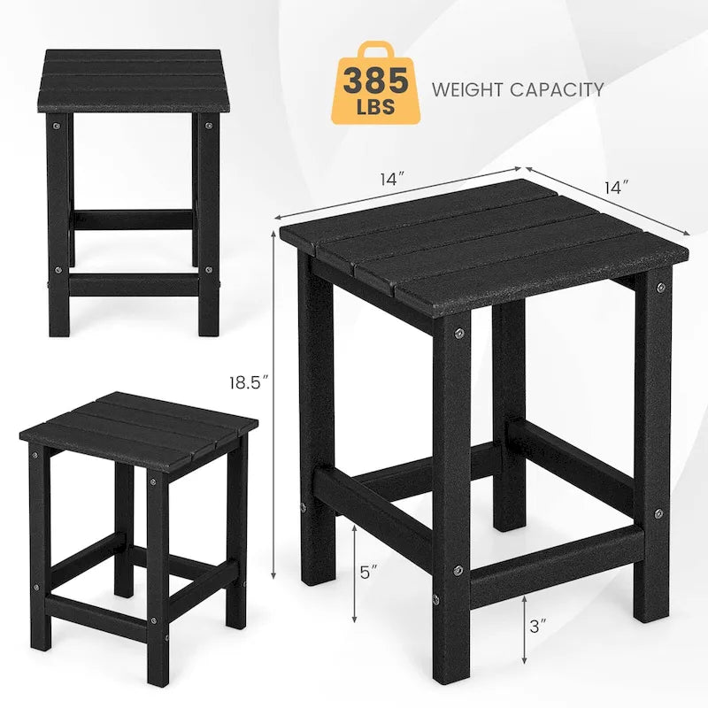 Lot de 2 tables d'appoint d'extérieur de 35,5 cm, carrées en PEHD, résistantes aux intempéries