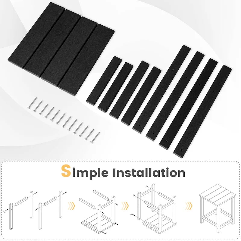 Lot de 2 tables d'appoint d'extérieur de 35,5 cm, carrées en PEHD, résistantes aux intempéries