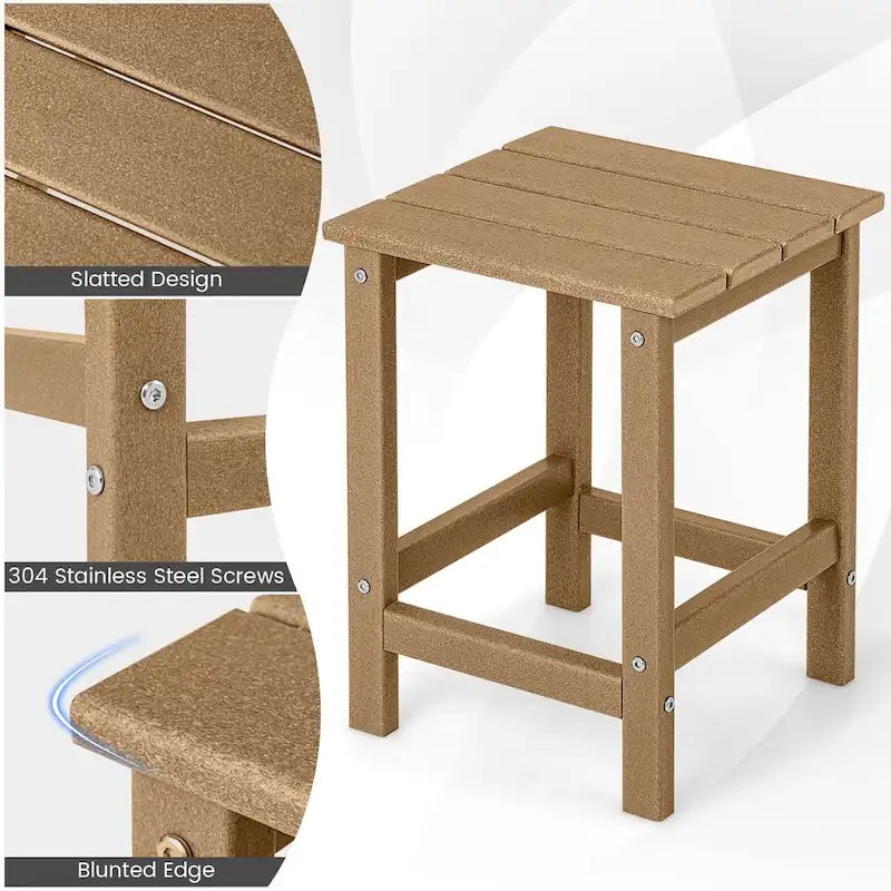 Lot de 2 tables d'appoint d'extérieur de 35,5 cm, carrées en PEHD, résistantes aux intempéries
