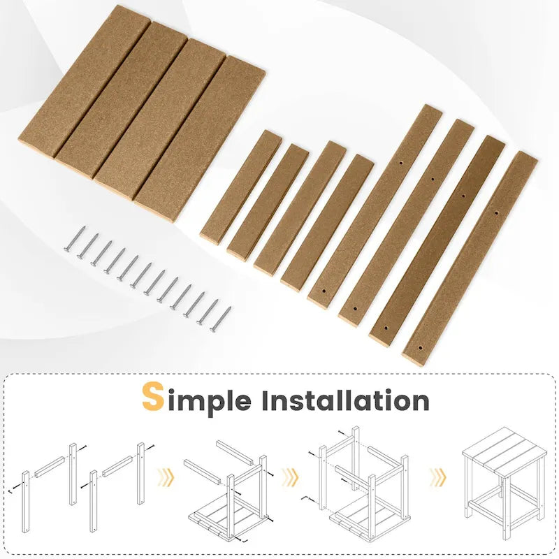 Lot de 2 tables d'appoint d'extérieur de 35,5 cm, carrées en PEHD, résistantes aux intempéries