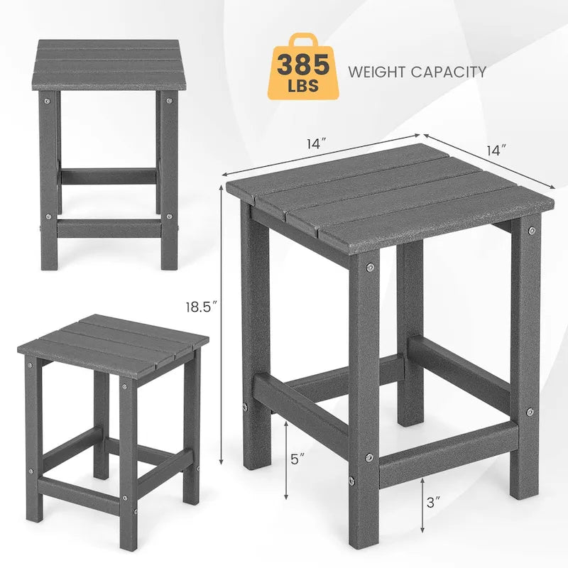 Lot de 2 tables d'appoint d'extérieur de 35,5 cm, carrées en PEHD, résistantes aux intempéries