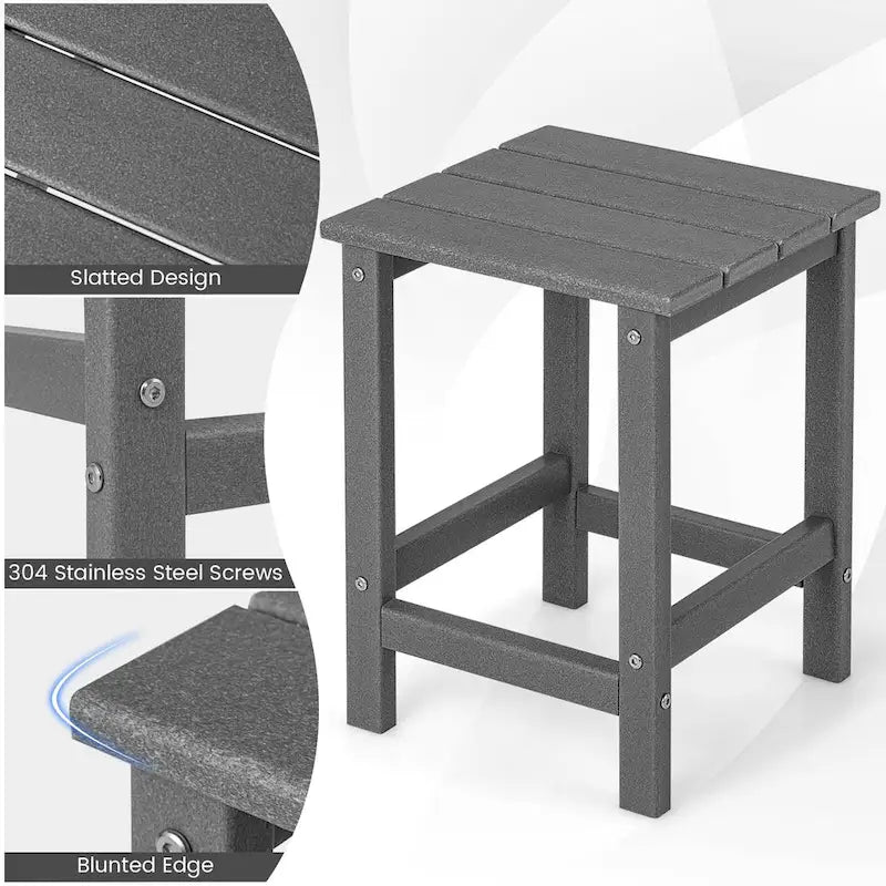 Lot de 2 tables d'appoint d'extérieur de 35,5 cm, carrées en PEHD, résistantes aux intempéries