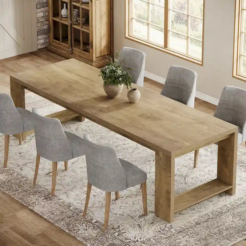 Table à manger de ferme en bois de 220 cm pour 6 à 8 personnes