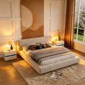 Table de chevet intelligente LED 17,72 H avec station de charge et tiroir pour chambre à coucher en noir/blanc/crème