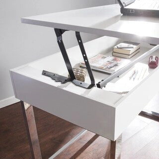 Bureau assis-debout blanc réglable en hauteur