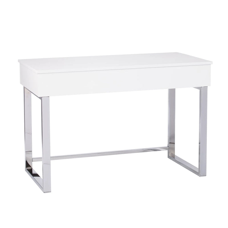 Bureau assis-debout blanc réglable en hauteur