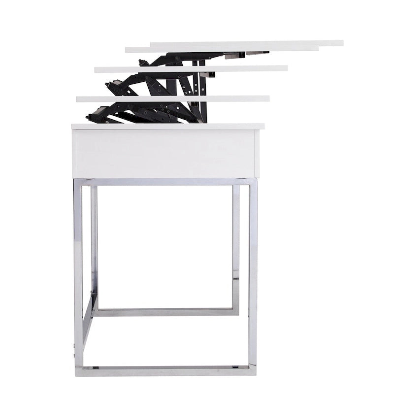 Bureau assis-debout blanc réglable en hauteur