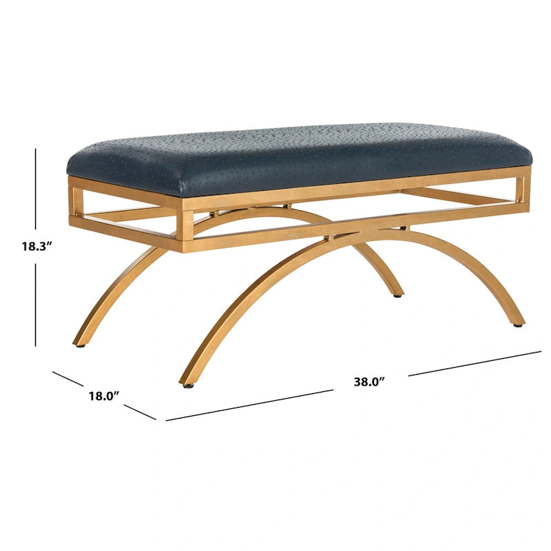 Banc courbé de luxe moderne — 38 x 18 x 18,3 — Largeur 38 x Profondeur 18 x Hauteur 18