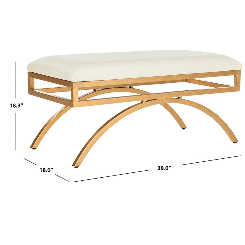 Banc courbé de luxe moderne — 38 x 18 x 18,3 — Largeur 38 x Profondeur 18 x Hauteur 18