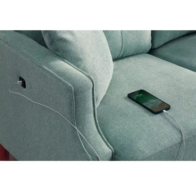 Canapé rembourré avec tissu imperméable et port USB - 32,30 x 70,10 x 35,03