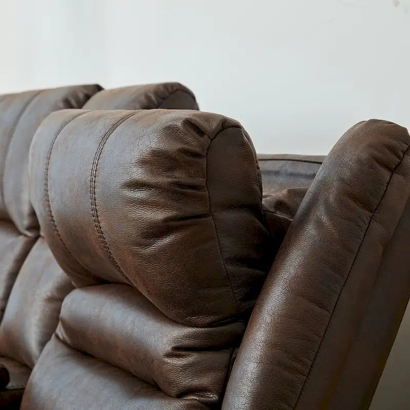 Canapé 2 places relax électrique avec têtière réglable, dossier haut et clous décoratifs