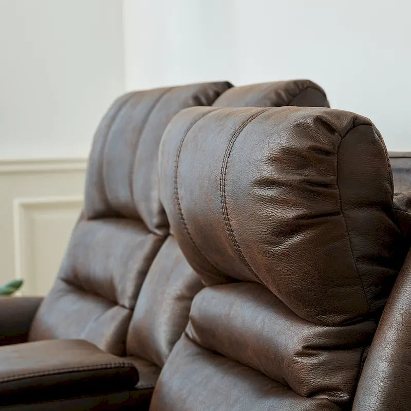 Canapé 2 places relax électrique avec têtière réglable, dossier haut et clous décoratifs