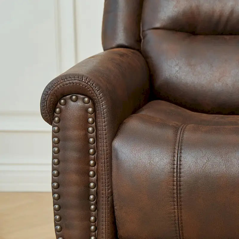 Canapé 2 places relax électrique avec têtière réglable, dossier haut et clous décoratifs