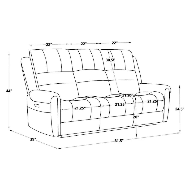 Canapé 2 places relax électrique avec têtière réglable, dossier haut et clous décoratifs
