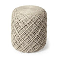 Coussin rond en laine tressée marron