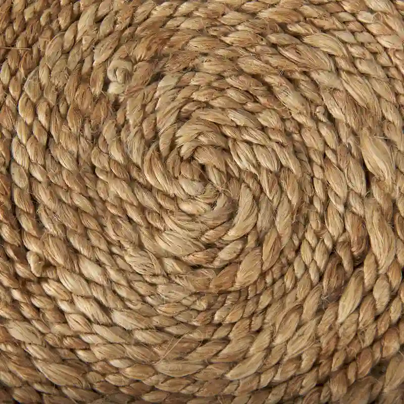 Coussin rond en laine tressée marron