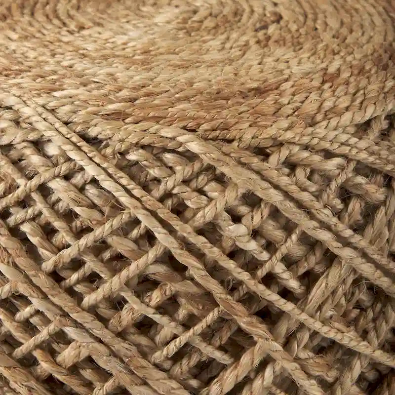 Coussin rond en laine tressée marron