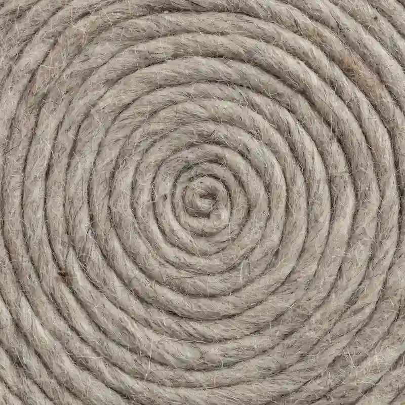 Coussin rond en laine tressée marron