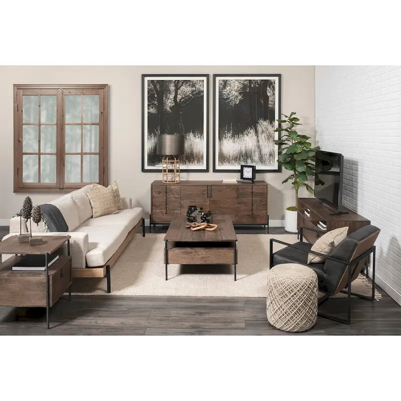 Coussin rond en laine tressée marron