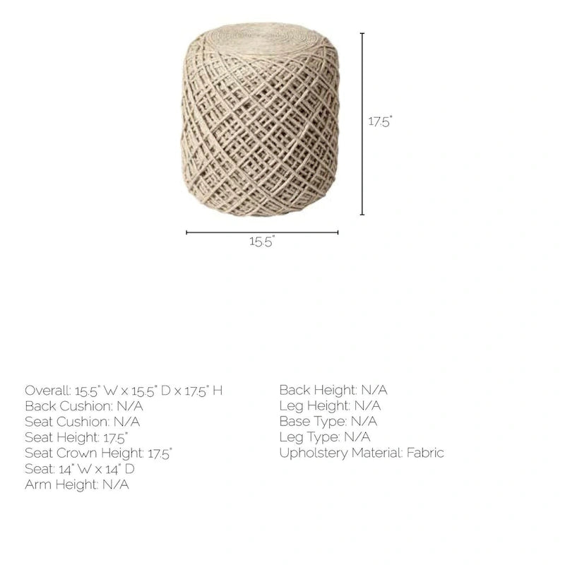 Coussin rond en laine tressée marron