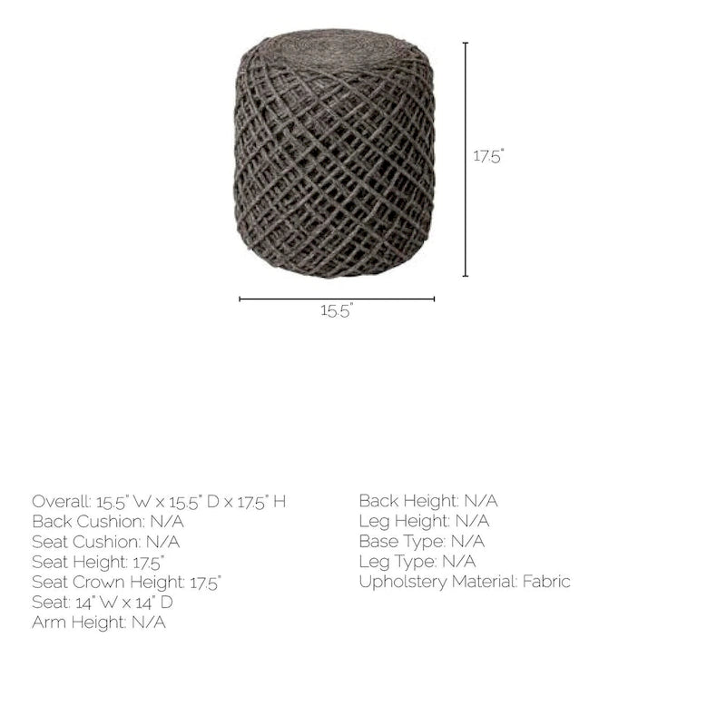 Coussin rond en laine tressée marron