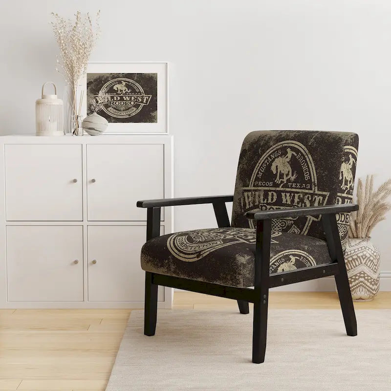 Fauteuil d'appoint rembourré de style rodéo « Far West » – Style ferme moderne (avec accoudoirs)
