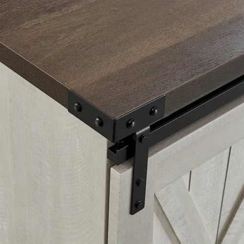 Meuble TV 54 pouces pour téléviseurs jusqu'à 60 pouces avec portes coulissantes style ferme