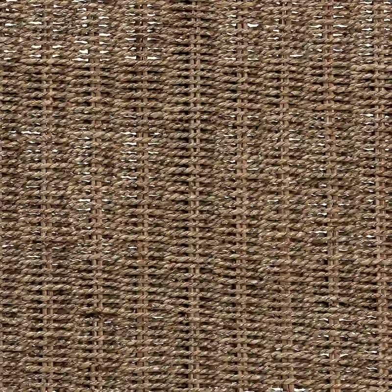 Banc de style transitionnel Mid-Century Modern en jonc de mer naturel et acajou