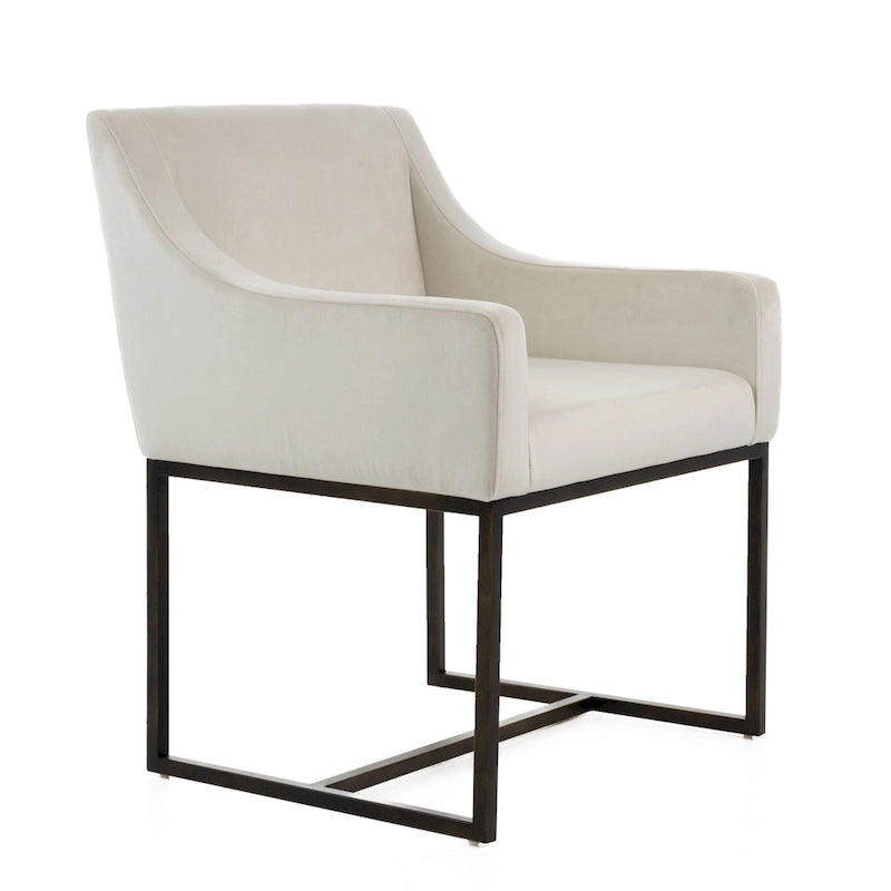Chaise de salle à manger moderne beige et laiton antique