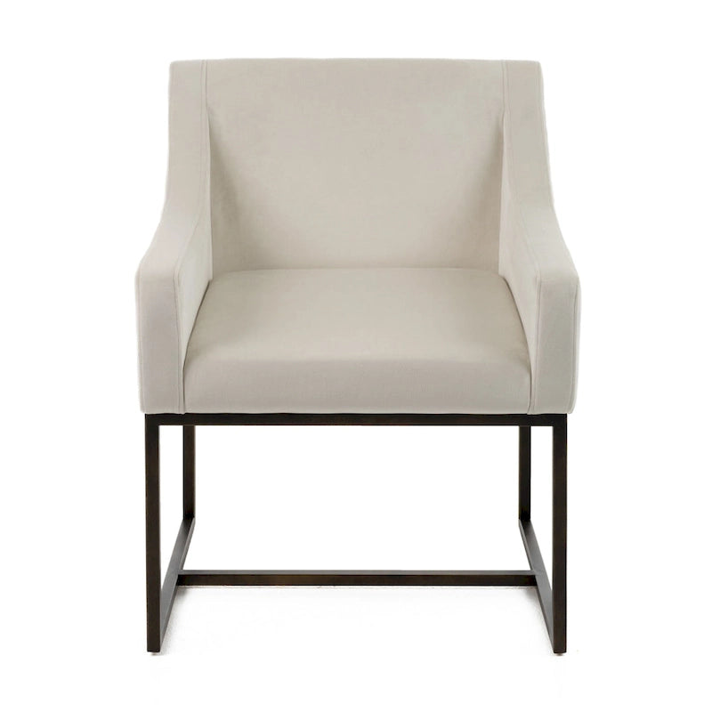 Chaise de salle à manger moderne beige et laiton antique
