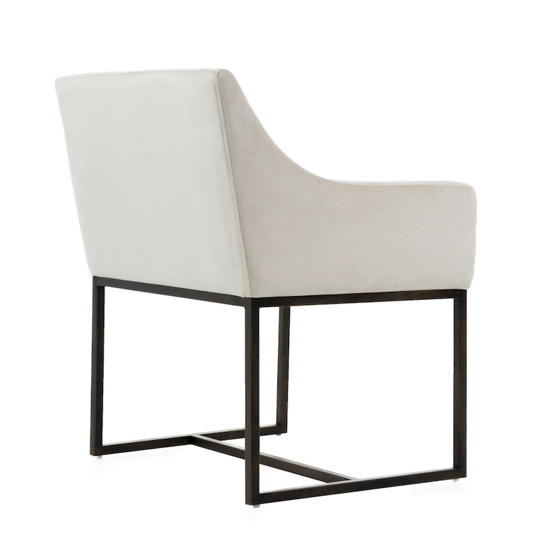 Chaise de salle à manger moderne beige et laiton antique