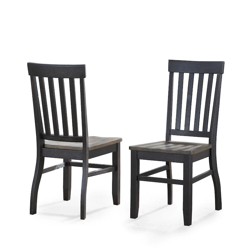 Chaises de salle à manger bicolores ébène et bois flotté — Lot de deux