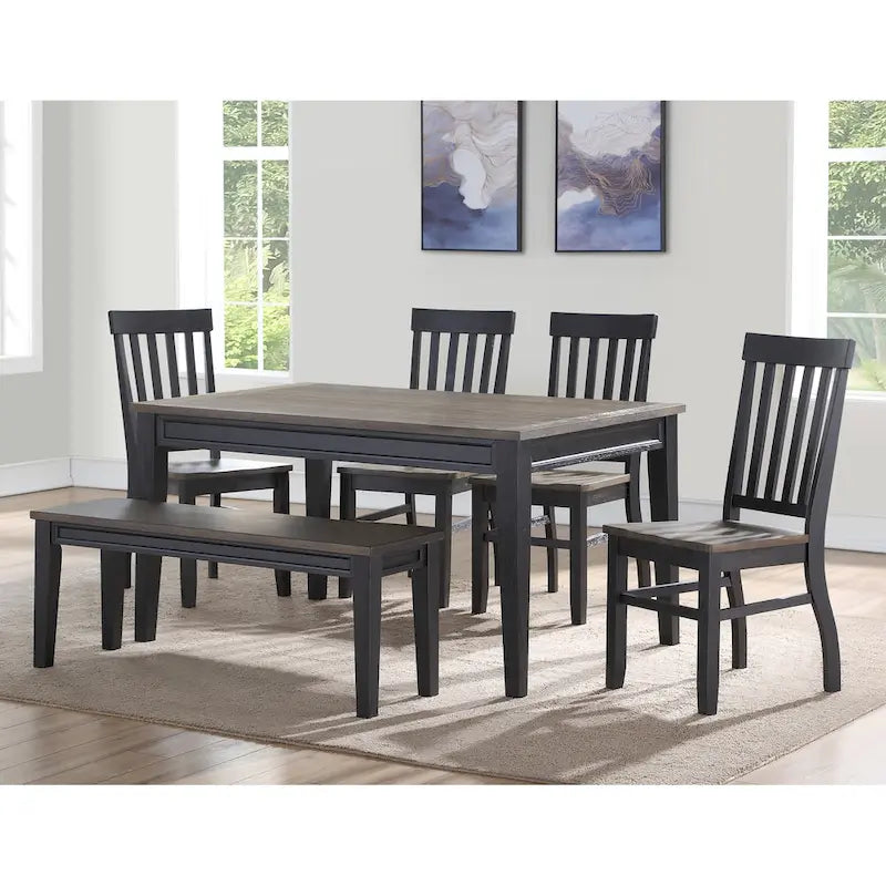 Chaises de salle à manger bicolores ébène et bois flotté — Lot de deux