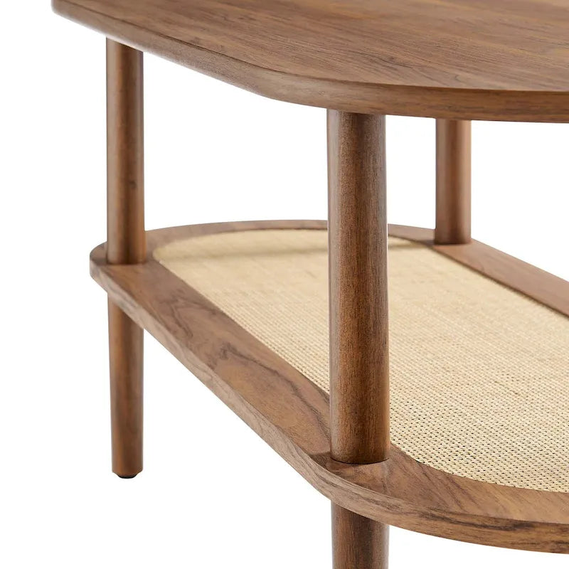 Table basse moderne en noyer avec étagère