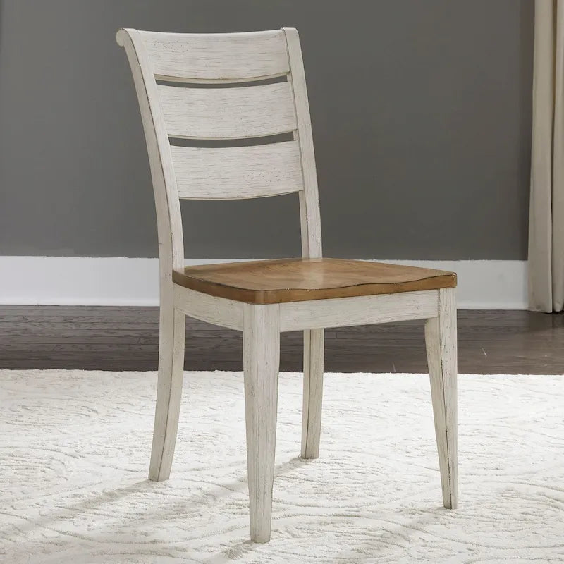 Chaise d'appoint à dossier échelle blanc antique « Farmhouse Reimagined » (lot de 2)