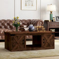 Table basse de style rustique de 122 cm — Aucun assemblage requis, finition whisky vieilli