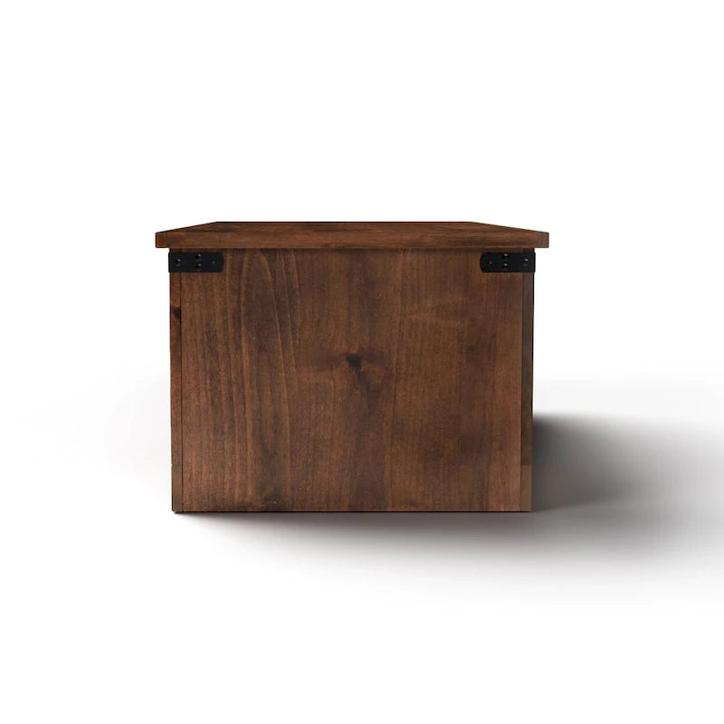 Table basse de style rustique de 122 cm — Aucun assemblage requis, finition whisky vieilli